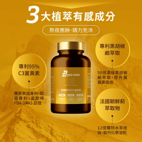 勁漢英雄 PowerHero 官網圖/薑黃成分